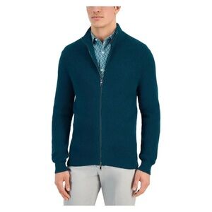 Alfani Men's Dark Kale Blue Slim-fit 
Zip-Up Sweater